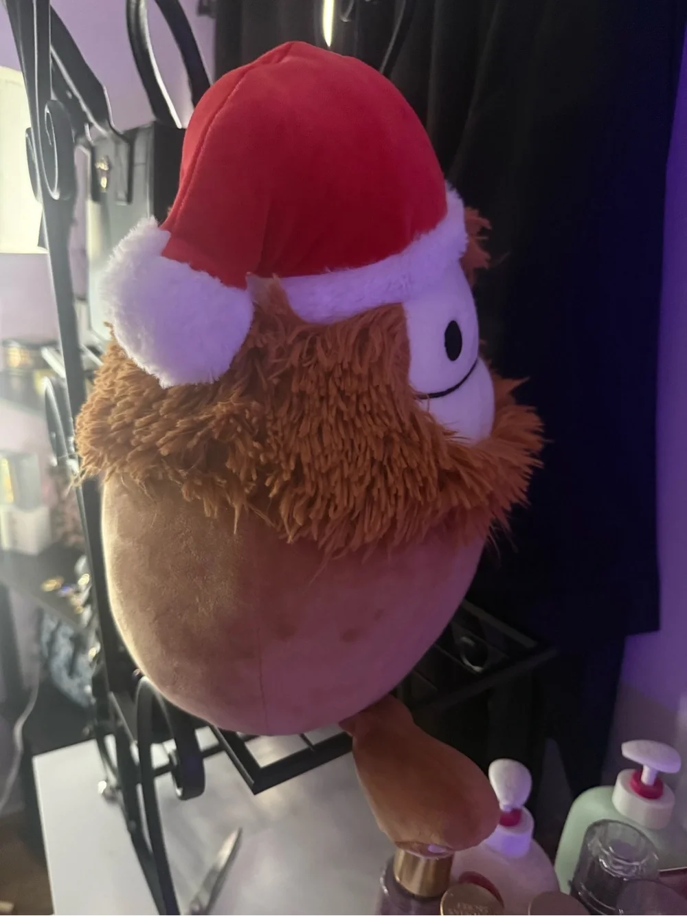 Squishmallows Brown Benny Bigfoot w/Red Santa Hat Holiday Plush Pillow